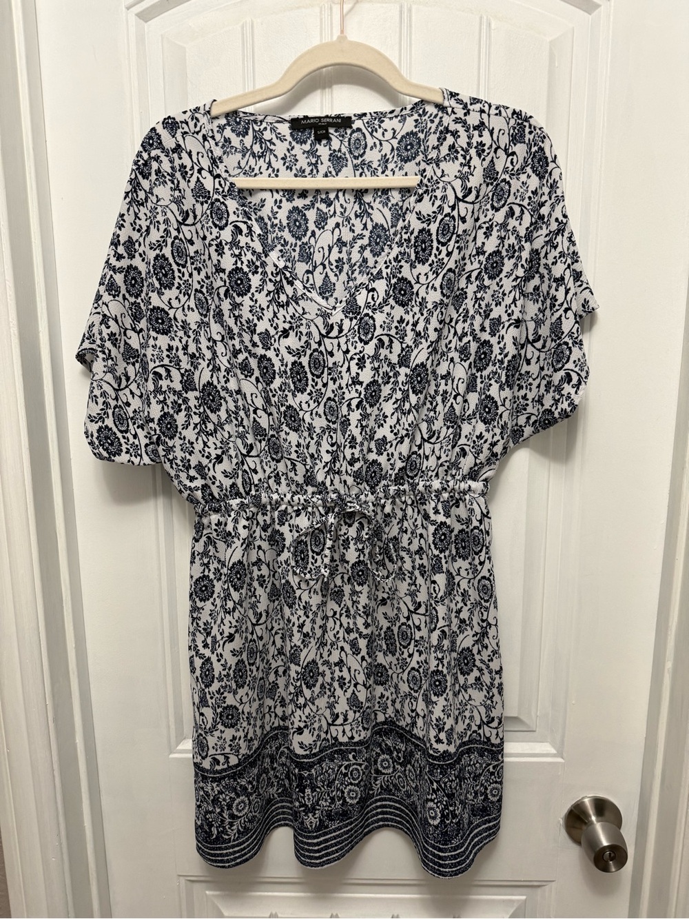 Mario Serrani Ladies' Swim Cover Up Dress Navy & White, Size Small (11-3)